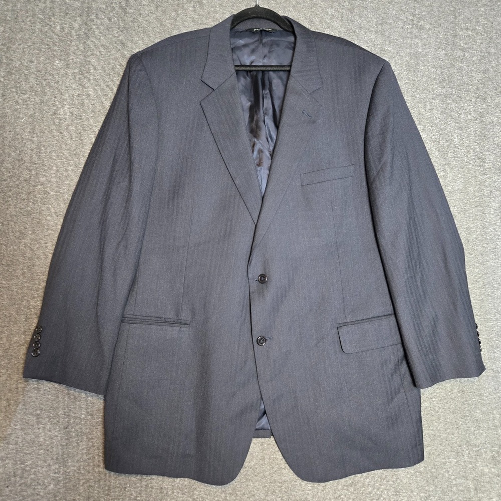 Jos A Bank Signature Collection Tonal Pinstripe Blazer Coat Dark Navy Blue 50L